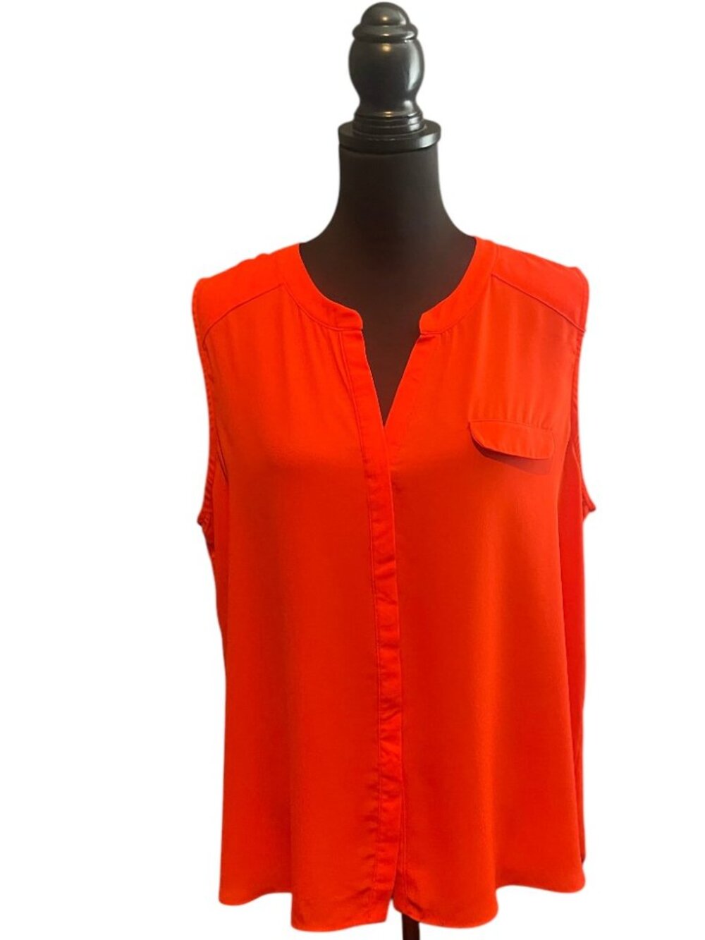 Vibrant Orange Sleeveless Blouse